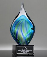 Picture of Jade Turin Art Glass Trophy - Black Base