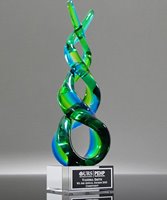 Picture of Blue Green Art Glass Helix Trophy