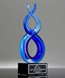 Picture of Deep Blue Helix Art Glass Trophy - Black Base