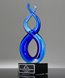 Picture of Deep Blue Helix Art Glass Trophy - Black Base