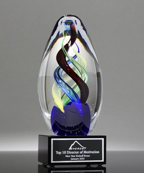 Picture of Multicolor Art Glass Inspiration Award - Black Base