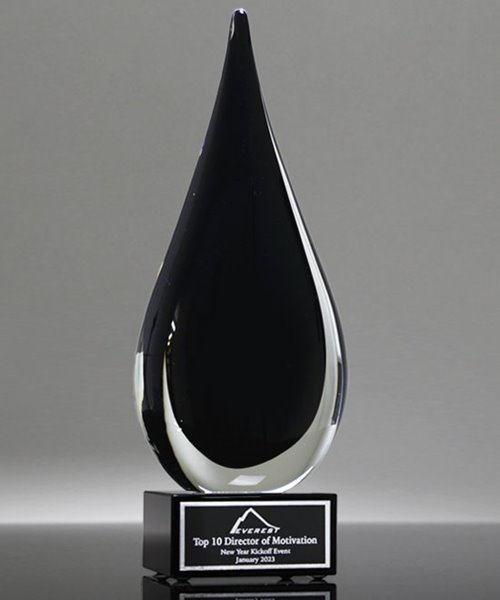 Picture of Black Flare Art Glass Award - Black Base