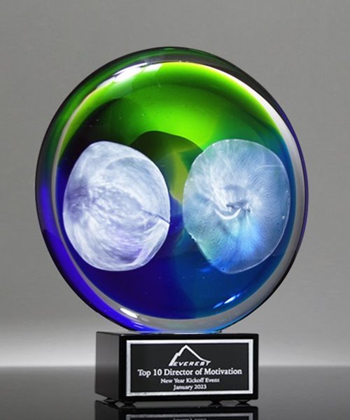 Picture of Art Glass Disc Award - Black Base