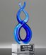 Picture of Deep Blue Helix Art Glass Trophy - Clear Base