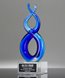 Picture of Deep Blue Helix Art Glass Trophy - Clear Base