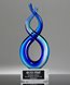 Picture of Deep Blue Helix Art Glass Trophy - Clear Base