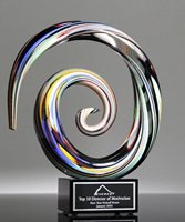 Picture of Spiral Cascade Art Glass Award - Black Base