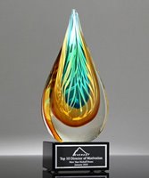 Picture of Mosaic Flame Art Glass Award - Black Base