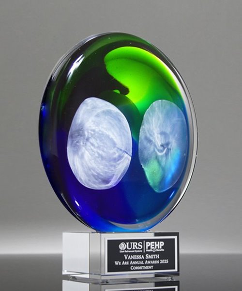 Picture of Art Glass Disc Award - Clear Base