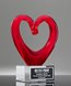 Picture of Ruby Heart Art Glass Trophy - Clear Base
