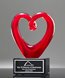Picture of Ruby Heart Art Glass Trophy - Black Base