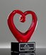 Picture of Ruby Heart Art Glass Trophy - Black Base