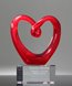 Picture of Art Glass Red Heart Award with Clear Base