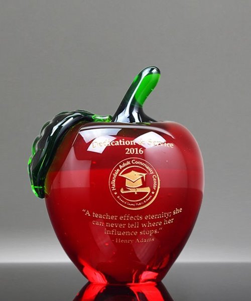 Picture of Red Crystal Apple Paperweight