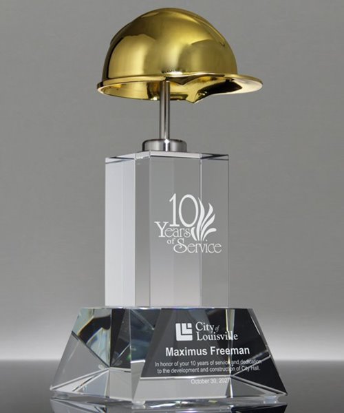 Picture of Crystal Gold-Chrome Hard Hat Tower Award