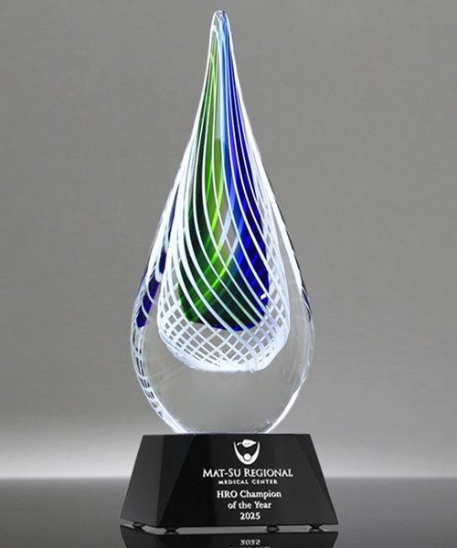 Picture of Aurora Flame Art Glass Award - Black Base