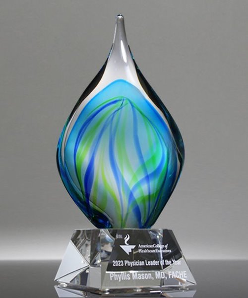Picture of Emerald Genesis Art Glass Award - Clear Base