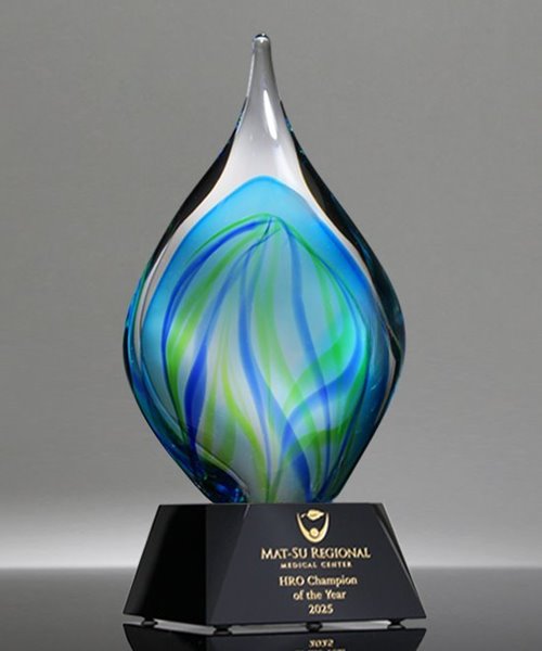Picture of Emerald Genesis Art Glass Award - Black Base