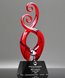 Picture of Red Murano Swirl Art Glass Award - Black Base