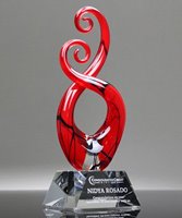 Picture of Red Murano Swirl Art Glass Award - Clear Base