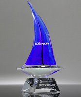 Picture of Blue Voyage Art Glass Boat Award