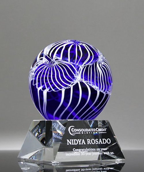 Picture of Ocean Bloom Sphere Art Glass Award