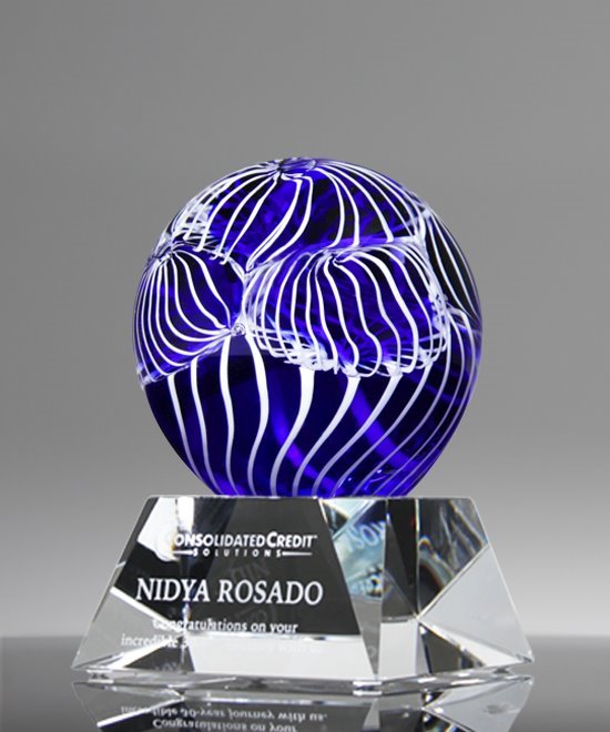 Ocean Bloom Sphere Art Glass Award | Edco Awards