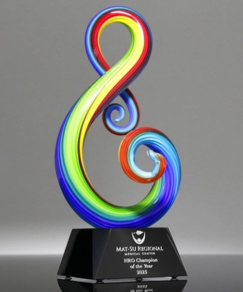 Picture of Radiant Note Art Glass Award - Black Base