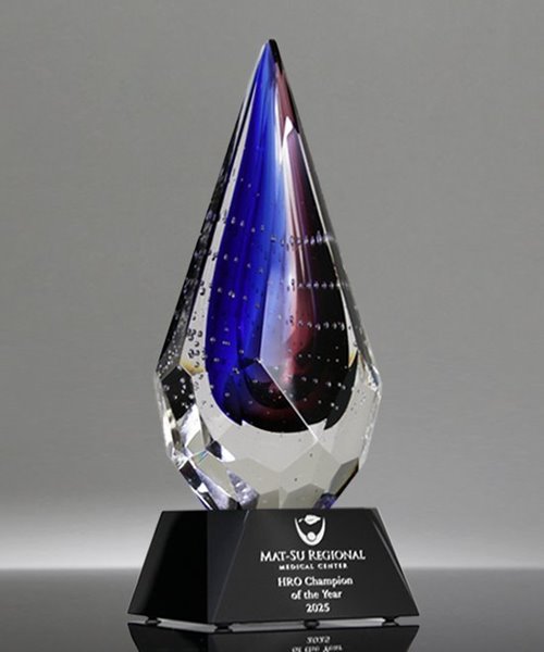 Picture of Mystic Diamond Art Glass Award - Black Base