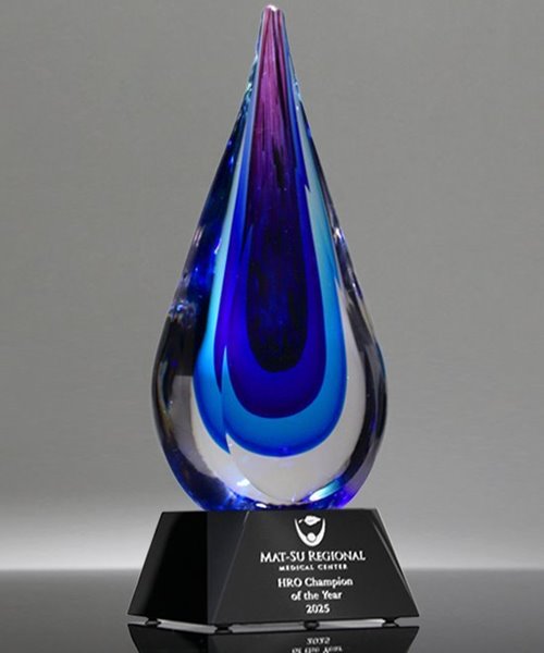 Picture of Orchid Blaze Art Glass Award - Black Base