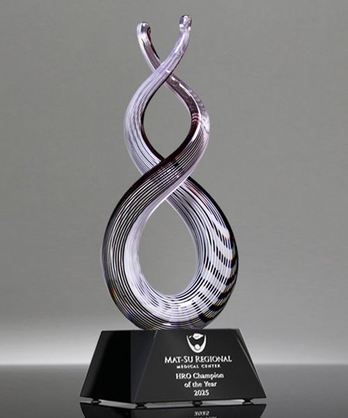 Picture of Luminous Helix Art Glass Award - Black Base