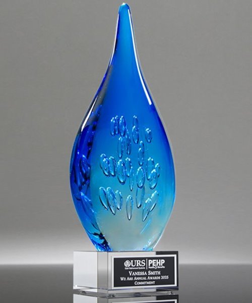 Picture of Blue Flare Art Glass Award - Clear Base