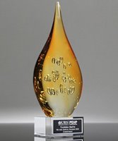 Picture of Amber Flare Art Glass Award - Clear Base