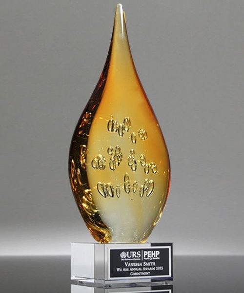 Picture of Amber Flare Art Glass Award - Clear Base