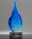 Picture of Blue Flare Art Glass Award - Black Base