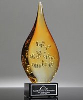 Picture of Amber Flare Art Glass Award - Black Base