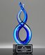 Picture of Deep Blue Helix Art Glass Trophy - Black Base