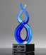 Picture of Deep Blue Helix Art Glass Trophy - Black Base