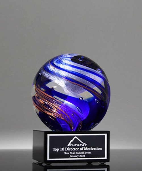 Picture of Helix Globe Art Glass Trophy