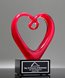 Picture of Ruby Heart Art Glass Trophy - Black Base