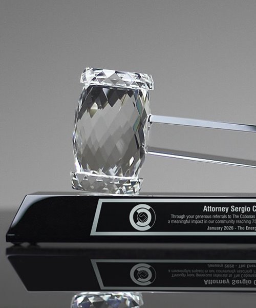 Picture of Faceted Crystal Gavel With Laser Engraved Plate