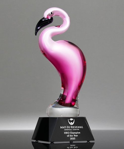 Picture of Art Crystal Flamingo Trophy - Black Base
