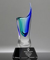 Picture of Radiance Sapphire Art Glass Vase - Black Base