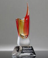 Picture of Radiance Crimson Art Glass Vase - Clear Base
