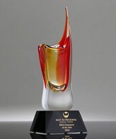 Picture of Radiance Crimson Art Glass Vase - Black Base
