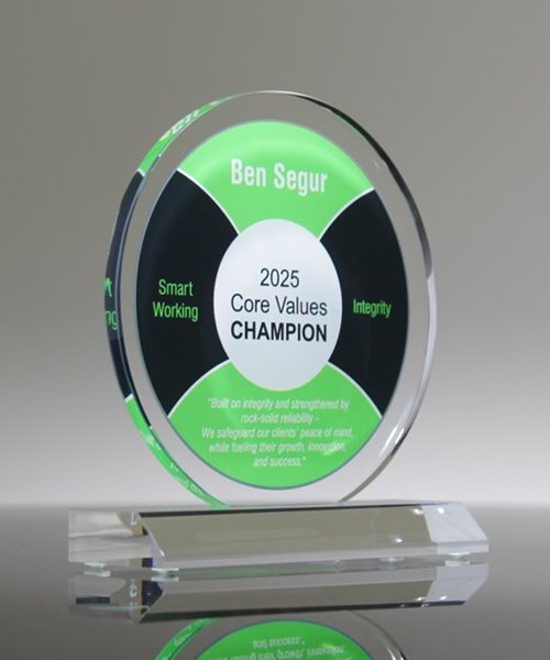Clear Acrylic Circle Trophy | Full Color Award | Edco Awards