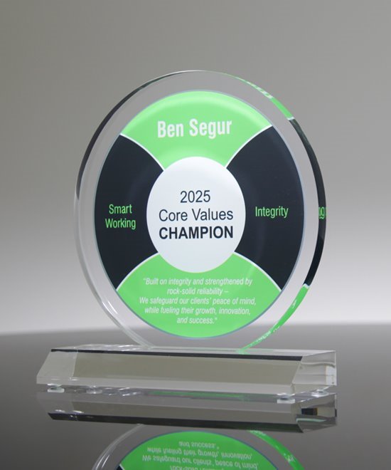Clear Acrylic Circle Trophy | Full Color Award | Edco Awards