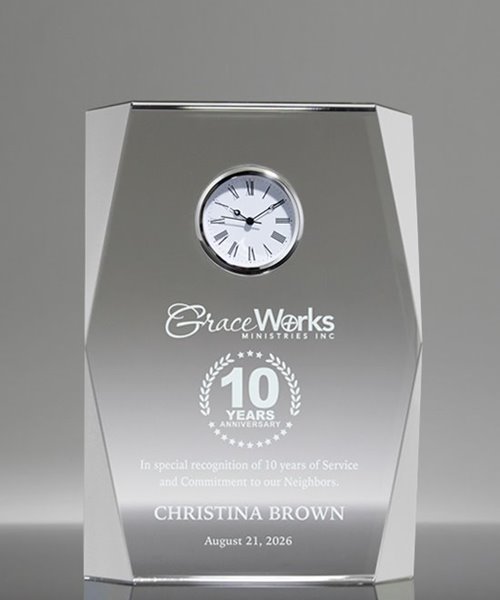 Picture of Faceted Crystal Clock Award