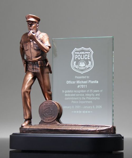 Picture of Policeman Glass Plaque