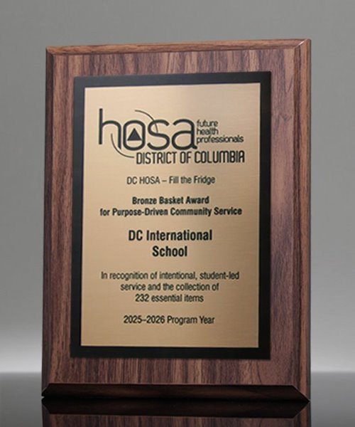 Picture of Traditional Walnut Finish Rose Gold Plaque